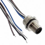 1200700231 CONNETTORE M12 "MICRO-CHANGE", DA PANNELLO MONTAGGIO FRONTALE, 5 POLI, MASCHIO, PG9, CAVO 30cm PVC (con dado PG9)