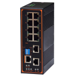 EH7510-G INDUSTRIAL SWITCH ETHERNET MANAGED WITH DOUBLE POWER REDUNDANT, 8 PORT LAN 10/100 AUTOSENSING (RJ45) + 2 PORT LAN 10/100/1000 AUTOSENSING (RJ45) ,TEMP -40 ~ +80°C, METAL HOUSING IP50