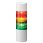 LR7-302WJBW-RYG Signal tower, 70mm, off-white, 24V DC, 3 tiers, RYG, direct mount, cable, buzzer  HS CODE: 85318070 ORIGIN: INDONESIA